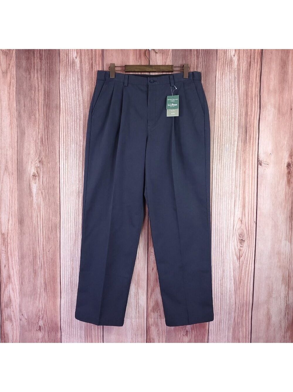 LL Bean Mens 36x32 Double Pleated Comfort Waist Chino Pants Wrinkle Resistant